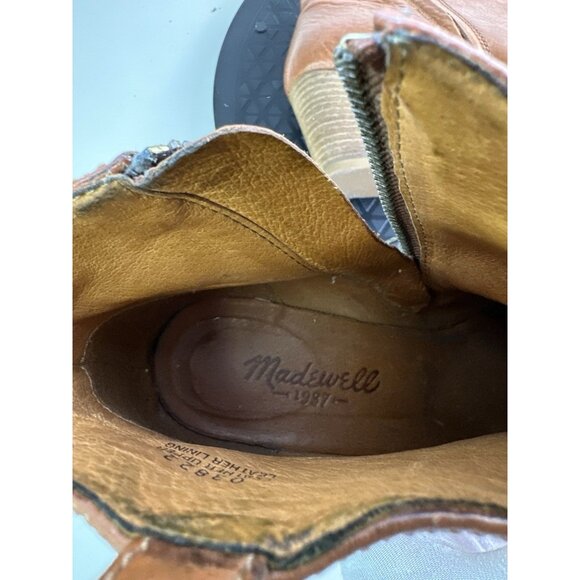 Madewell Brown Leather Zip Ankle Boots Women Size 6 Style 03822 - Picture 8 of 10